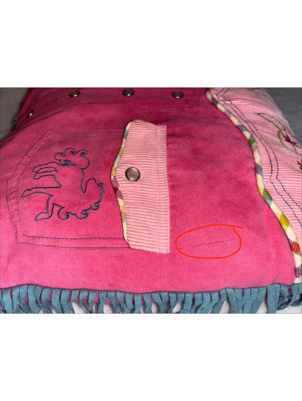 Pink Western Cowboy Shirt Decorative Pillow Horse Fringe Cowgirl Decor 14”